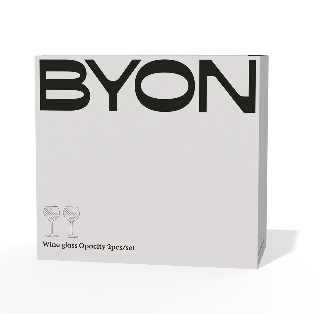 Byon Opacity set van 2 wijnglazen met stijlvol glaspatroon 470ml