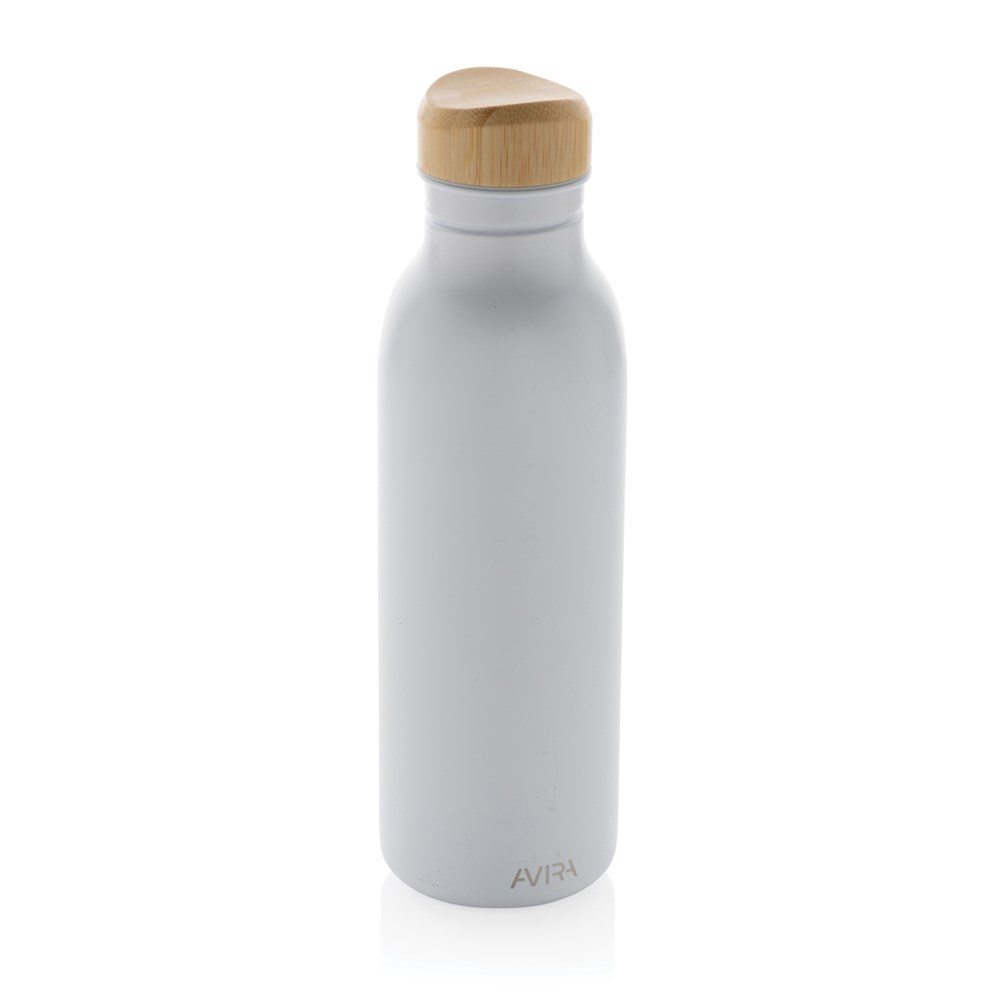Avira Alcor RCS gerecycled RVS enkelwandige waterfles 600ML - wit (± PMS White)